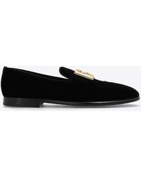 Dolce & Gabbana - Leonardo Dg Logo Velvet Loafers - Lyst