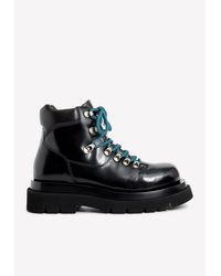Bottega Veneta - Lug Hiking Ankle Boots In Glossy Leather - Lyst