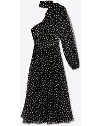 Dolce & Gabbana - Polka Dot One-Shoulder Midi Chiffon Dress - Lyst