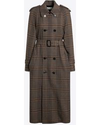 Saint Laurent - Prince Of Wales Double-Breasted Trench Coat - Lyst