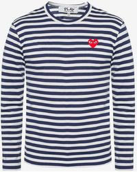COMME DES GARÇONS PLAY - Embroidered Heart Long-Sleeved Striped T-Shirt - Lyst