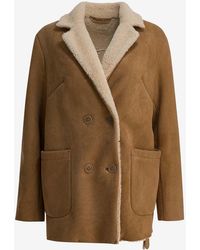 Salvatore Santoro - Double-Breasted Shearling Suede Jacket - Lyst