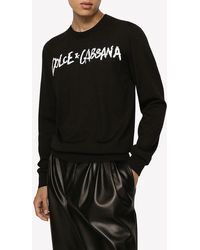 Dolce & Gabbana - Logo Print Wool Sweater - Lyst