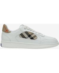 Burberry - Terrace Leather And Check Sneakers - Lyst