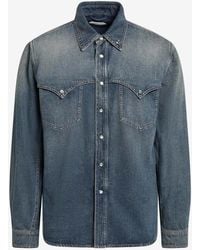 Versace - Medusa Faded Denim Shirt - Lyst