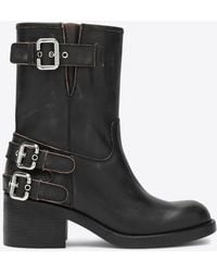 Chloé - Dakota Biker Leather Boots - Lyst