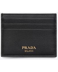 Prada - Logo-Stamp Leather Card Holder - Lyst