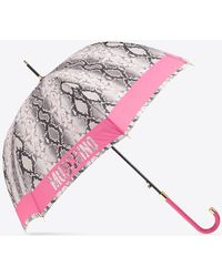 Moschino - Logo Trim Snakeskin Print Umbrella - Lyst