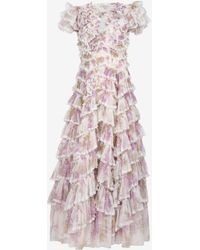 Needle & Thread - Wisteria Floral Lace Ruffled Gown - Lyst