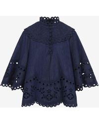 Zimmermann - Mahon Broderie Denim Blouse - Lyst