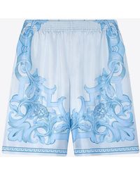 Versace - Architectural Baroque Print Silk Shorts - Lyst