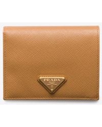 Prada - Small Triangle Logo Saffiano Leather Wallet - Lyst