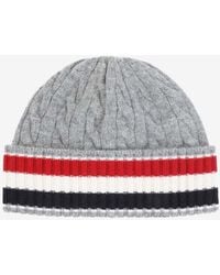 Thom Browne - Cable Knit Striped Wool Beanie - Lyst