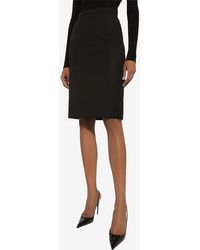 Dolce & Gabbana - Wool Crepe Knee-Length Pencil Skirt - Lyst
