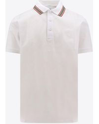 Burberry - Striped-Collar Logo Polo T-Shirt - Lyst