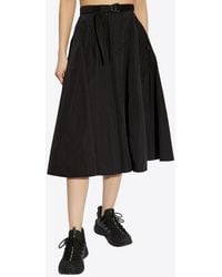 Moncler - Logo Patch Flared Midi Skirt - Lyst