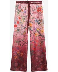 Gucci - Floral Print Ombre Silk Pants - Lyst