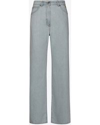 MSGM - Logo Embroidered Wide-Leg Jeans - Lyst