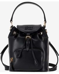 Miu Miu - Logo Flap-Top Leather Backpack - Lyst