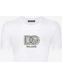 Dolce & Gabbana - Dolce & Gabbana Cropped T-Shirt With Logo - Lyst