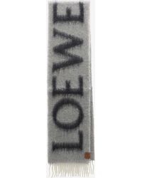 Loewe - Logo Jacquard Wool And Mohair Blend Scarf - Lyst