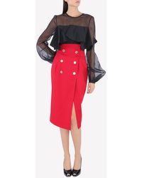 Alexandre Vauthier - Double-Breasted Front Slit Pencil Skirt - Lyst