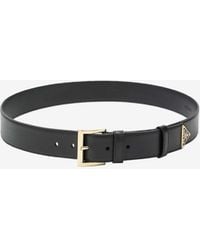 Prada - Logo-Plaque Leather Belt - Lyst