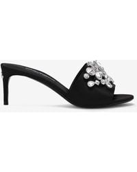 Dolce & Gabbana - 60 Crystal-Embellished Satin Mules - Lyst