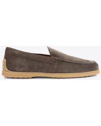 Tod's - Suede Loafers With Embossed-Logo - Lyst
