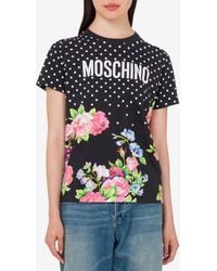 Moschino - Polka Dots And Floral Print T-Shirt - Lyst
