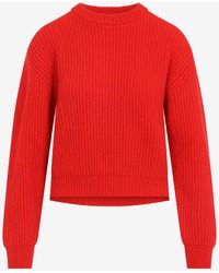 Jil Sander - Ribbed Knit Wool Sweater - Lyst