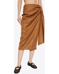 Max Mara - Tequila Linen And Silk Twill Midi Skirt - Lyst