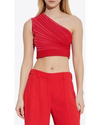 Balmain - One-Shoulder Ruched Cropped Top - Lyst