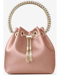 Jimmy Choo - Bon Bon Crystal-Embellished Satin Bucket Bag - Lyst