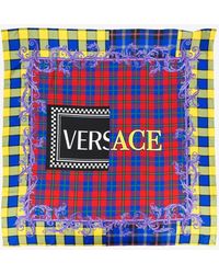 Versace - Silk Scarf With Check Print - Lyst
