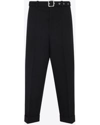 Jil Sander - Wool Canvas Belted Trousers - Lyst