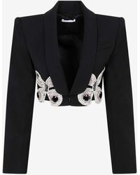 Area - Crystal Butterfly Cropped Blazer - Lyst