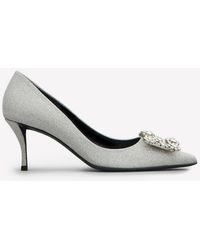 Roger Vivier - 65 Crystal Flower Buckle Glitter Pumps - Lyst