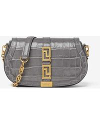 Versace - Greca Goddess Croc-Effect Shoulder Bag - Lyst