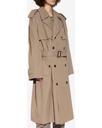 Balenciaga - Double-Breasted Long Trench Coat - Lyst