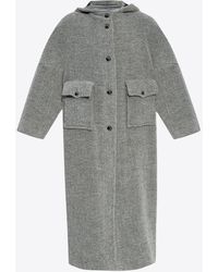 Emporio Armani - Button-Down Wool Coat With Hood - Lyst