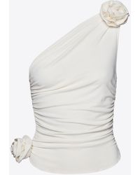 Magda Butrym - Floral Appliqué One-Shoulder Ruched Top - Lyst