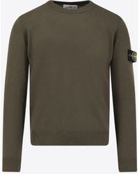 Stone Island - Logo Patch Wool Sweater - Lyst