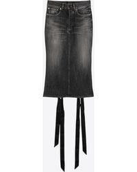 Balenciaga - Lace-Up Faded Midi Denim Skirt - Lyst