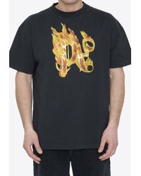 Palm Angels - Burning Monogram Crewneck T-Shirt - Lyst