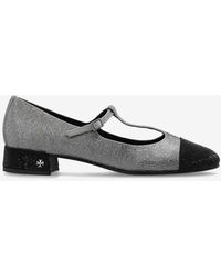 Tory Burch - Cap-Toe T-Strap Pavé Ballet Flats - Lyst