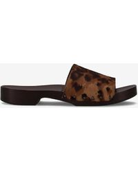 LA ROSE - Leopard Print Studded Leather Clogs - Lyst