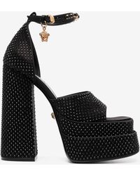 Versace - Aevitas 140 Medusa Crystal-Embellished Platform Sandals - Lyst