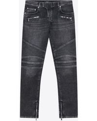 Balmain - Slim Washed Biker Jeans - Lyst