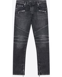 Balmain - Slim Washed Biker Jeans - Lyst